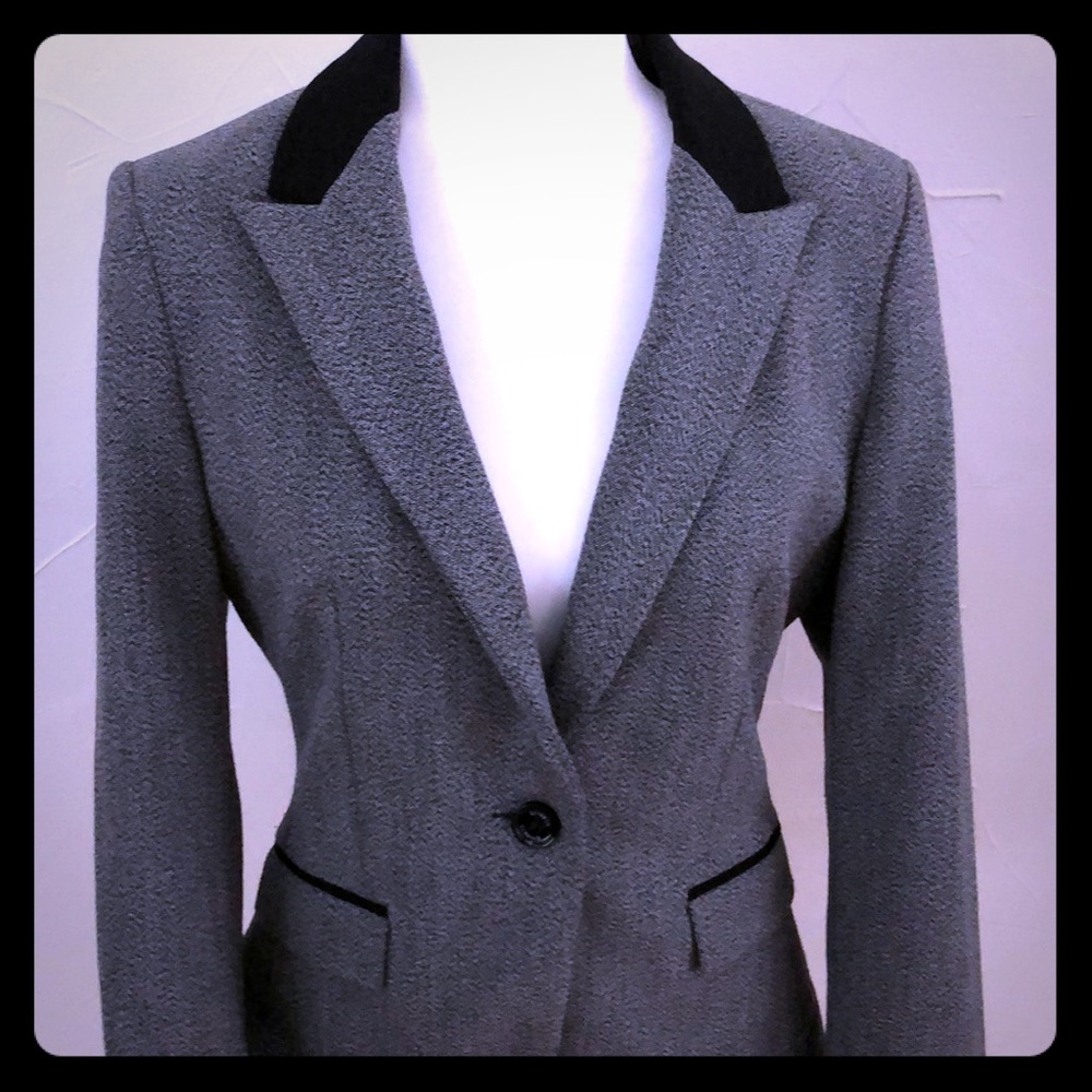 Express Gray Suit Jacket with Black Detail!